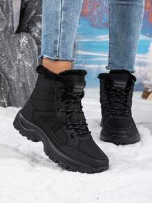 Women's Anti-Slip Snow Boots, Warm Thick Thermal Lining, Suitable For Winter Snow And Outdoor Hiking/Skiing - Black - View 1