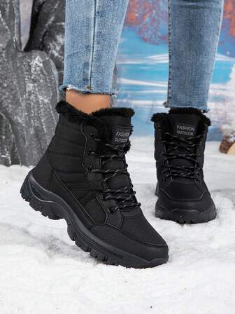 Women's Anti-Slip Snow Boots, Warm Thick Thermal Lining, Suitable For Winter Snow And Outdoor Hiking/Skiing
