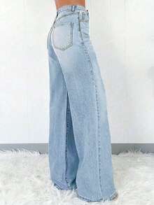 Women's Casual Versatile Straight Leg Denim Jeans, Suitable For Daily Commute - Light Wash - View 4