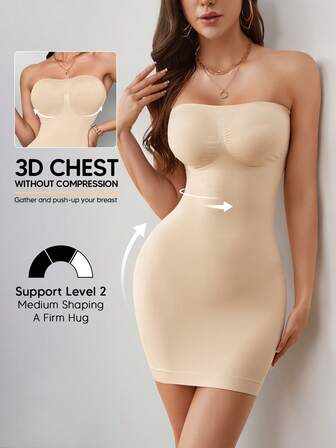 Strapless Shapewear Slips For Tummy Control Women's Full Slip Under Dresses Body Shaper Seamless