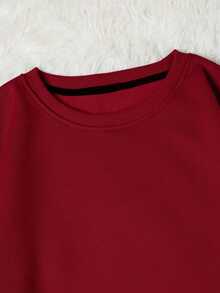 LCWomen's Drop Shoulder Long Sleeve Sweatshirt,Long Sleeve Tops Graduation,Back To School Outfits,Graduation,Teacher Outfits Women,Back To School Pullover Fall OutfitCasual Daily Wear - 酒紅色 - 查看 4