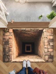 3D 神秘楼梯门垫 – 防滑、吸水、可机洗涤纶材质，逼真的石阶设计，适用于卧室、客厅或浴室入口 | 视觉错觉地垫 | 防滑地垫，圣诞装饰厨房地毯 - 彩色 - 查看 10