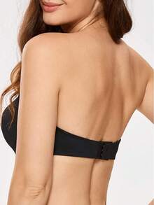 Women's Strapless Bra Minimizer Seamless Underwire Unlined Bandeau For Big Bust - Black - View 3