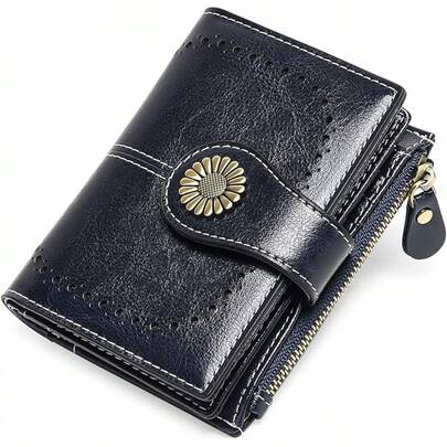 Cartera Para Mujer De Piel, Billetera Con Cremallera, Monedero De Cuero Con Bloqueo RFID, Cartera ParaóVil De Dama Minimalista, Tarjetero Moda De Gran Capacidad, Regalos Para Chicas Y Mujeres