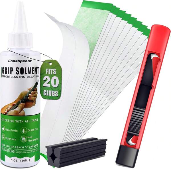 Goashpeaot Regripping Fits 20 Golf Clubs Professional Golf Grip Kit, Inlcudes 5 Oz Solvent And 20 Double Coated Tapes, Hook Knife, Rubber Vise Clamp