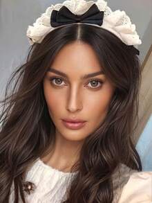 1 szt. Elegancka opaska na głowę z kokardą, modna i uniwersalna ozdoba do włosów, odpowiednia na wyjścia, Dzień Matki, powrót do szkoły, Święto Dziękczynienia, Boże Narodzenie, karnawał, prezent świąteczny