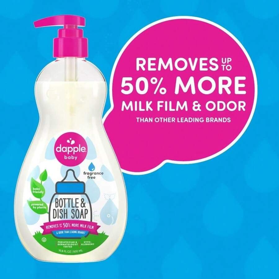 Dapple Baby Bottle Soap, Hypoallergenic Dish Soap For Baby Bottles, Powered By Plants, 1 Pump Included, Packaging May Vary, Fragrance Free, 16.9 Fl Oz (Pack Of 3) - 無香型 - 查看 1