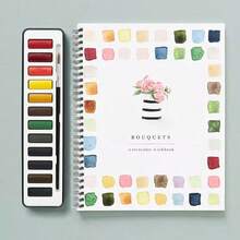 1PC Watercolor Workbook: Bouquets Theme Watercolor Exercise Book Suitable For All Ages (Without Watercolor Paint Or Brush) - Multicolor - View 20