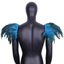 Hombreras de estilo gótico unisex de tamaño mediano con plumas sintéticas negras para fiesta de Navidad roja y carnaval, hechas de fibra de poliéster, perfectas para cosplay - A - Ver 3