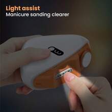 1pc C-Shaped Rechargeable Multi-Function Electric Nail Clipper, Includes Nail Clipper, Cleaning Brush, Data Cable, 2-In-1 Nail Care Function, Can Cut, File, Polish, Apple-Shaped Design With LED Light, Lithium-Polymer Battery, Enjoy Salon-Level Manicure Experience At Home - Multicolor - View 10