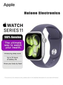 Apple Watch Series 11 GPS 智能手表推出睡眠评分 | 长达 24 小时的电池续航时间 | 醒来即可查看睡眠评分 | 关注睡眠呼吸暂停 | 使用 ECG 应用程序追踪您的心跳 | 使用心率应用程序随时掌握脉搏 | 周期追踪让您无需上厕所 | 获取追溯排卵期估算 | 测量您的血氧。这是一项令人惊叹的创新 - 銀色 - 查看 17