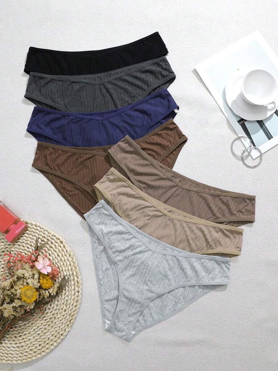 7pcs Women's Simple & Comfortable Knit Panties