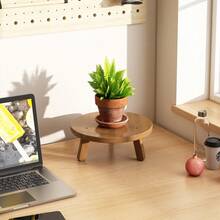 1pc DIY Handmade Apricot & Brown Bamboo Planter Pot Holder Indoor Flower Stand