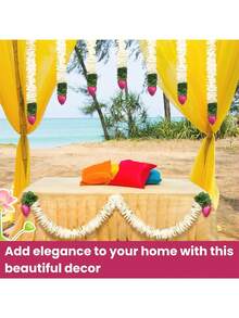 6pcs Diwali Jasmine Hanging Decorations (With Lotus Buds) - Artificial Jasmine Garlands, Elegant White Design, Suitable For Placement On Mantelpieces, Dining Tables & Wall Decoration, Diwali Decorations, Durable Material, Long-Lasting Fragrance - The Ideal Gift For Diwali Celebrations Or Luxurious Family Living