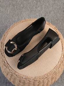 Women's Ballet Flats, Fashionable Square Toe Slip-On Soft Bottom Shoes, Versatile Flat Shoes, Black Hollow Flat Bowknot Loafers, Size Run Large, Plus Size 35-43