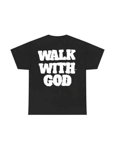 "Walk With God" T-Shirt - Monogram T-Shirt, 100% Cotton, T-Shirts For Men And Women, Casual Streetwear, Unisex Clothing. Graphic Tees For Men, Gifts, Shirts For Men