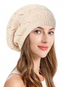 1pc Women Knitted Casual Everyday Beret Hat, Solid Color, Fashionable & Versatile Ladies' Beret Hats For Autumn And Winter - Multicolor - View 14
