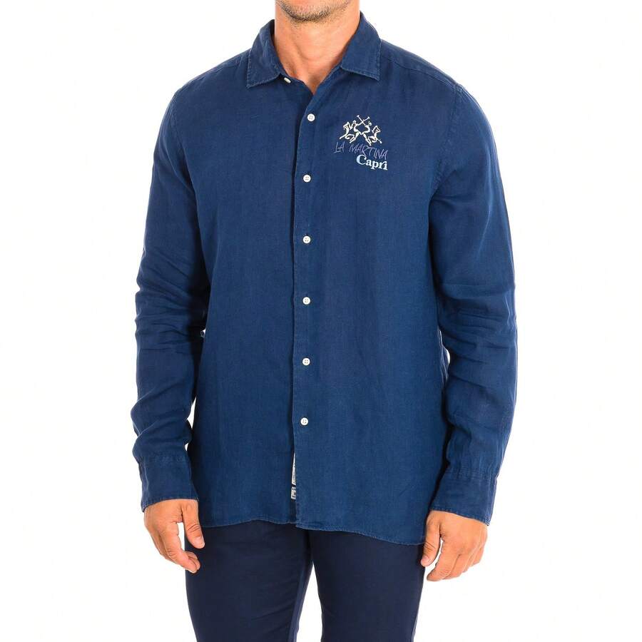 La Martina Men's Long-Sleeved Shirt TMC311-TL319 - 24/48 Hour Delivery To The Peninsula And The Balearic Islands - Navy Blue - View 1