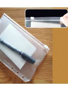 Zestaw 6 matowych segregatorów plastikowych A6 – 6 otworów, wodoodporne kieszenie na suwak, dziurkowane koperty na gotówkę, trwałe kieszenie na dokumenty, pasujące do segregatorów A6