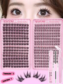 352 Clusters / 32 Rows Comic Eyelash Clusters Comic Eyelash Clusters Anime Cluster Eyelash Extension Clusters Cluster Eyelashes Natural Effect Eyelashes Elf Cluster Eyelashes Comic Single Eyelashes For Beginners Halloween Christmas Party Use - 黑色 - 查看 1