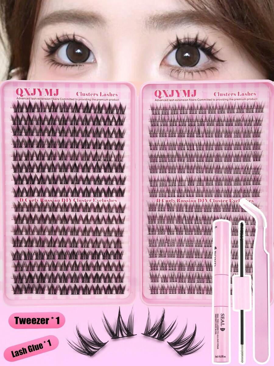 352 Clusters / 32 Rows Comic Eyelash Clusters Comic Eyelash Clusters Anime Cluster Eyelash Extension Clusters Cluster Eyelashes Natural Effect Eyelashes Elf Cluster Eyelashes Comic Single Eyelashes For Beginners Halloween Christmas Party Use - 黑色 - 查看 1