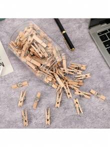 20pcs Creative Wooden Clips, Photo Clips, Cork Board Pins, Multipurpose Pins Suitable For Cork Boards And Bulletin Boards, Office And Classroom Decor - Multicolor - View 7