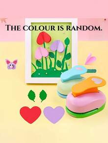 1件手工压花工具，DIY卡片和布料打孔器 - 多功能手持式压花机，带有彩色花卉图案，适用于剪贴簿、纸艺和礼品制作，无需电池，纸张打孔器（颜色随机） - 彩色 - 查看 3