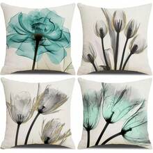 EstiloFundas De Almohada 18X18 Pulgadas, Fundas De Almohada Cuadradas 4 Piezas Bohemian Modern Farmhouse Neutral Decorative Pillow Covers Linen Cushion Covers For Sofa, Bed, Home DecorVersióN Mejorada - Gris Verdoso - Ver 2