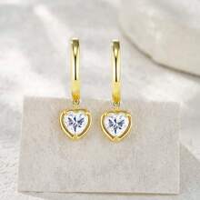 1 Pair Moissanite Earrings, 18K Gold Plated 925 Sterling Silver Square Cut 5.5x5.5mm Moissanite Hoop Earrings, Elegant & Fashionable, Suitable For Birthday, Mother's Day, Graduation, Christmas, Wedding Anniversary, Daily Wear, Comes With GRA Certificate, Passes Diamond Tester