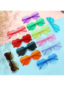 1/12pcs - Frameless Heart-Shaped Mirrors, Pentagram Frameless Glasses, Various Fashionable Transparent Green Glasses, Suitable For Party Favors, Perfect For Pool And Beach Parties, Summer Parties, Merry Christmas, Happy New Year (Slight Scratches During Transportation, But Does Not Affect Use)