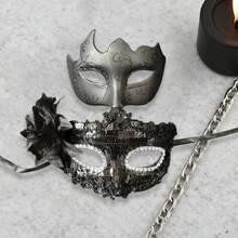 Men Women Masquerade Facewear, Exquisite Glitter Feather Half Face Facewear Halloween Cosplay Headwear - 黑色 - 查看 7