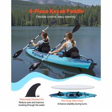Inflatable Kayak, 2-Person Inflatable Recreational Kayak 700LBS Capacity, Leak & Puncture-Resistant With Padded Seat, PVC Drop-Stitch Floor, 2 Paddles, Hand Pump & Carry Bag For Fishing Camping - 174*46inch - View 5