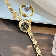 1 buc Ceas cu pandantiv pentru femei cu carcasă în formă de inimă goală, mic și delicat, cadran cu cifre arabe, ceas cu cuarț drăguț pentru studenți