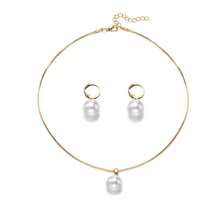Clariva 3pcs/Set Minimalist & Fashionable Pearl Necklace Earrings Set, Suitable For Women Everyday, Festival, Party Wear - Yellow Gold - View 6