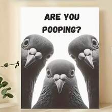 1 pieza de póster de lienzo impreso con diseño divertido de paloma para baño, decoración de pared humorística, para usar en sala de estar, dormitorio, oficina, baño, decoración del hogar, con o sin marco, decoración navideña