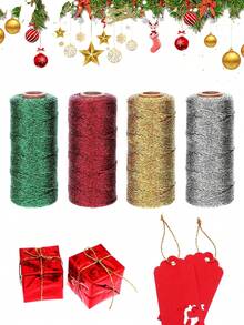 1Roll Gold And Silver Metallic Wire, Hemp Rope, Hang Tag Cord, Decorative Accessories For DIY Christmas Decorations, Gift Wrapping, Jewelry, Party Supplies, Art Crafts, Sewing, Suitable For Father's Day, Mother's Day, Graduation, Christmas, Birthday Parties