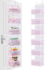 1pc Pink Hanging Storage Bag, 4-Tier Room Organizer Rack, Transparent Plastic Pockets On Back, Unique Bow Pattern Storage Rack, Suitable For Nursery, Dolls, High Capacity Storage, Applicable To Wardrobe, Bedroom, Bathroom, Office, Dorm And Other Necessities - Multicolor - View 17