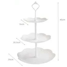 10pcs European Style 3-Tier Cake Stand, Plastic White Dessert Display Set For Afternoon Tea, Wedding, Baby Shower, Party, Includes 4pcs Cake Plate, 3pcs Cupcake Stand, 6pcs Dessert Tray