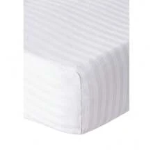 1 protector de colchón de rayas de satén, ropa de cama - altura 28 cm, diseño de cremallera transpirable, suave y agradable para la piel, sábana bajera suave y agradable para la piel - textil para el hogar, adecuado para colchones de 135-180 cm - blanco y azul - Blanco - Ver 3