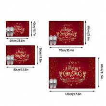 1 pezzo Zerbino rettangolare natalizio, realizzato in materiale poliestere morbido e finto lana - Zerbino per ingresso festivo realizzato a macchina, adatto per uso interno/esterno, lavabile in lavatrice - Decorazione natalizia con disegno di fiocchi di neve, glitter e renne, decorazione natalizia/arredamento per la casa