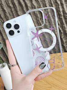 Lilafarbene Schutzhülle mit Seestern-Muster, magnetische Handyhülle für den Sommer-Strand-Stil, ästhetisches süßes Design, stoßfester Fallschutz, kompatibel mit iPhone 17Promax 17Air 16E 16 15 14 13 12 11 X XS XSMAX Plus Pro S25Ultra S25EDGE S25 S24 S23 S22 plus FE Hülle - Transparenz(clear) - Übersicht 8