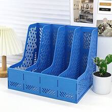 Organizador de escritorio multifuncional de 4 niveles para archivos A4, caja de almacenamiento de suministros de oficina - Multicolor - Ver 4