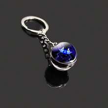 12 Zodiac Signs Fashionable Double-Sided Convex Glass Ball Keychain