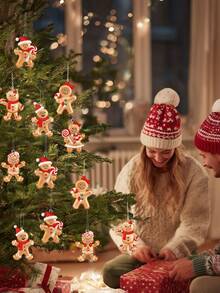 6 buc/1 cutie Decorațiuni pentru brad de Crăciun cu omuleț de turtă dulce - Ornamente de Crăciun cu sclipici roșu agățat, pentru sărbătorile de iarnă, Anul Nou, brad de Crăciun, Articole de sărbători, Decorațiuni pentru casă, Decorațiuni pentru cameră, Decorațiuni de sărbători, Decorațiuni pentru brad de Crăciun, Mobilier pentru casă de interior și exterior, Decorațiuni de Crăciun pentru casă, Decorațiuni de Crăciun - Roșu