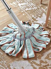 1 pieza Trapeador que se exprime solo, trapeador giratorio con las manos libres, Trapeador giratorio Picasso, un solo trapeador para limpiar todo, paño de limpieza, alta absorbencia, uso en seco y húmedo, protección del piso, limpieza sin tocar, apto para madera, azulejos, laminados, apto para el hogar, la cocina, el baño, sin necesidad de electricidad, se puede usar en la sala de estar, el dormitorio, el baño - Verde - Ver 3