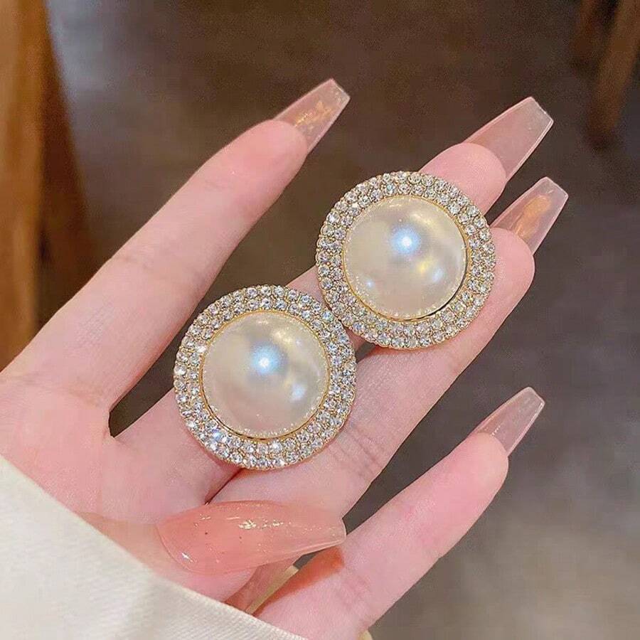 1 对优雅女士时尚高端耳环，适合宴会、派对、节日和日常佩戴 - 金色 - 查看 1