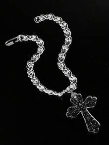 1pc Cross Pendant Necklace With Transparent Multicolor Acrylic Thorn Chain, Suitable For Men - Pendants - View 22