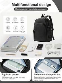 Large Capacity Leisure Backpack Water Resistant 14 Inch Laptop Bag Multi Compartment Lightweight College Student Bookbag For School Travel Daily Use - Multicolor - View 5