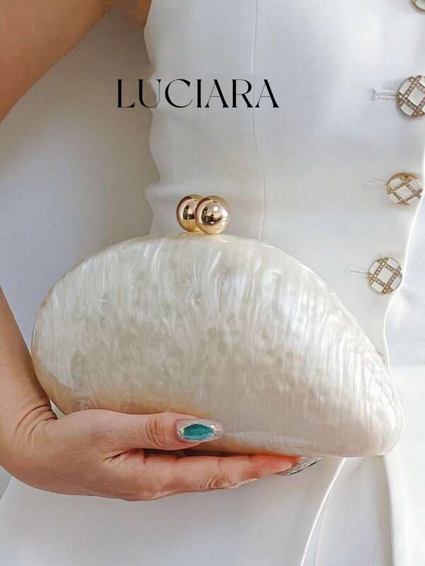 Nuevo bolso de embrague de acrílico de moda para mujeres, bolso de noche con forma de caracol hecho a mano, adecuado para boda, fiesta, vestido formal, estilo minimalista europeo y americano, bolso cuadrado pequeño para el hombro/cruzado