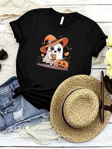 Women T-Shirt Print Cute Ghost Drinking Ice Coffee Halloween Womens Costume T-Shirt Female Designer Clothes Breathable Versatile Graphic T-Shirt For Women Casual Stylish Soft Women Top Graphic Tees Comfortable Stretched Summer Unisex Slightly Streetwear